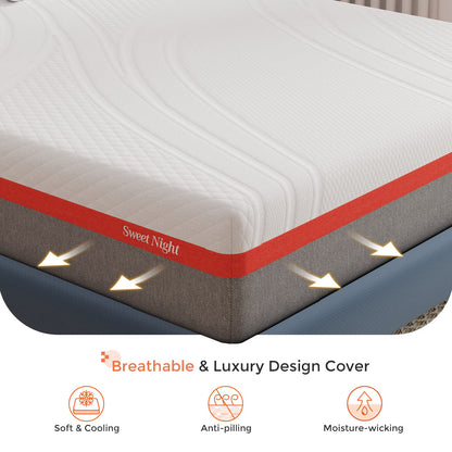 Sweetnight 12 Inch Queen Gel Memory Foam Mattress, Cool Sleep & Pressure Relief, Plush Mattress with Motion Isolation, Clarity
