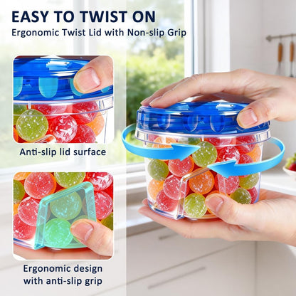 Skiennix Reusable Freezer Storage Containers - Airtight Twist Top Lids | 18 Pack, 34oz/17oz/4oz Sizes for Meal Prep