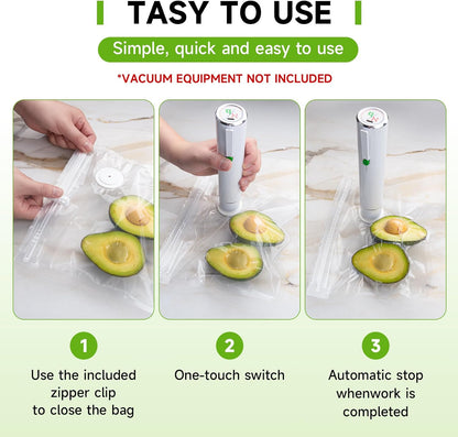 Vacuum Sealer Bags - 40 Reusable BPA-Free Bags for Meal Prep & Sous Vide Cooking | Compatible with Handheld & External Vacuum Sealers