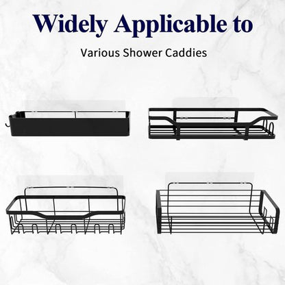 Kitsure Shower Caddy Adhesive Replacement - Strong Transparent Hook Strips for Bathroom Accessories | 2-Pack, X-Large
