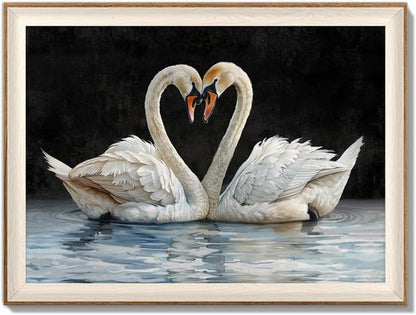 LAIART Framed Canvas Wall Art - Elegant Swan Design for Farmhouse Decor | 12x16 Inch