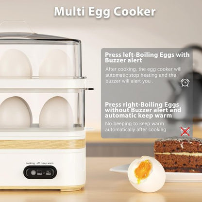 Evoloop Electric Egg Cooker - Rapid 12-Egg Capacity for Soft, Medium, Hard Boiled & Poached Eggs | BPA-Free White Tray