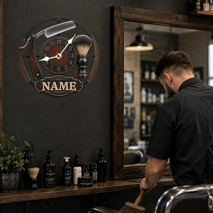 Personalized Barber Wall Clock - Custom Name Barbershop Clock (Variation: Barber Clock 1)