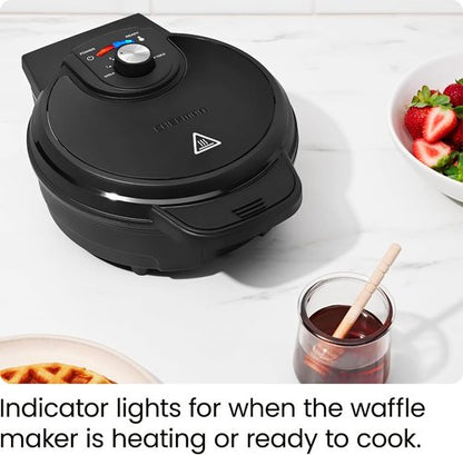 Chefman Belgian Waffle Maker - Anti-Overflow Design, Temperature Control, Nonstick Plates, Black