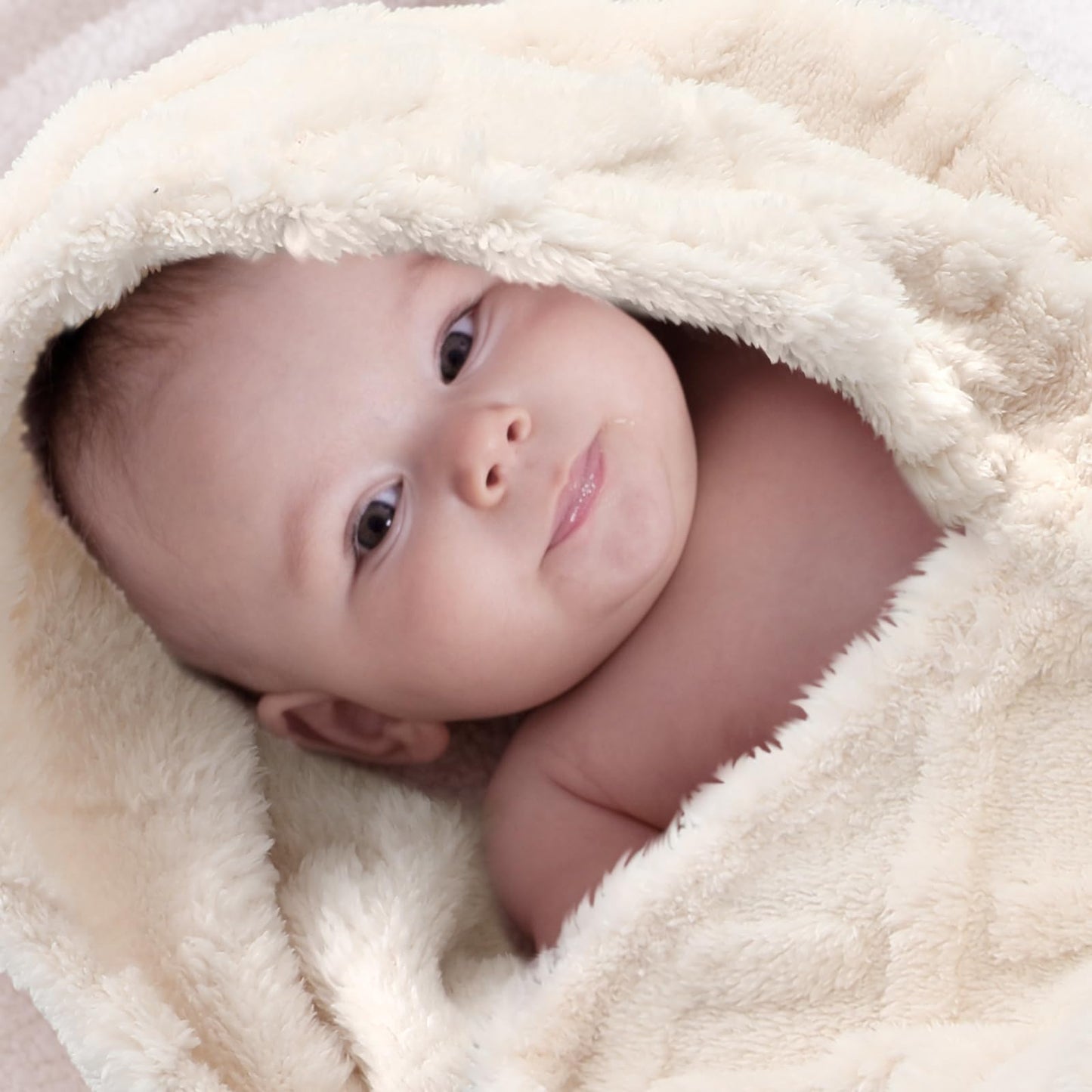 VitalCozy 4 Pcs Fleece Baby Blankets for Boys Girls 3D Soft Plush Warm Baby Receiving Blankets 30" x 40" Cozy Fluffy Infant Toddler Newborn Swaddling Blanket for Crib Nursery Bed(Light Color)