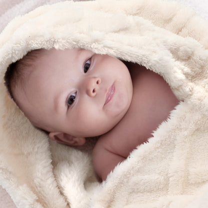 VitalCozy 4 Pcs Fleece Baby Blankets for Boys Girls 3D Soft Plush Warm Baby Receiving Blankets 30" x 40" Cozy Fluffy Infant Toddler Newborn Swaddling Blanket for Crib Nursery Bed(Light Color)
