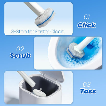 Skiennix Toilet Cleaning System - 40 Disposable Brush Refills & Wall-Mounted Holder Set