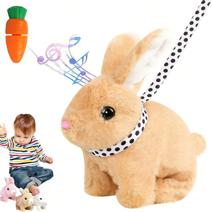 Vitality Bliss | Realistic Hopping Rabbit Plush Toy - Interactive Wiggle Ears & Twitch Nose, Brown