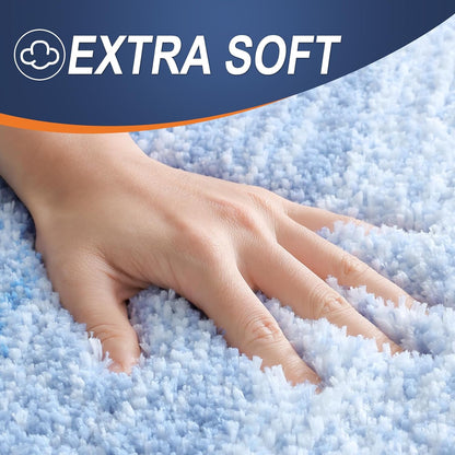 OLANLY Large Bath Rugs - Extra Soft Microfiber, Quick Dry & Washable | 54x24 Light Blue Mat