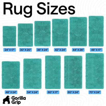 GORILLA GRIP Bath Rug Mat 30x20, Thick Soft Absorbent Chenille, Quick Dry Microfiber Mats, Rubber Backing Washable Shower Floor Rugs, US Designed Bathroom Bathmat Home Decor Accessories, Turquoise