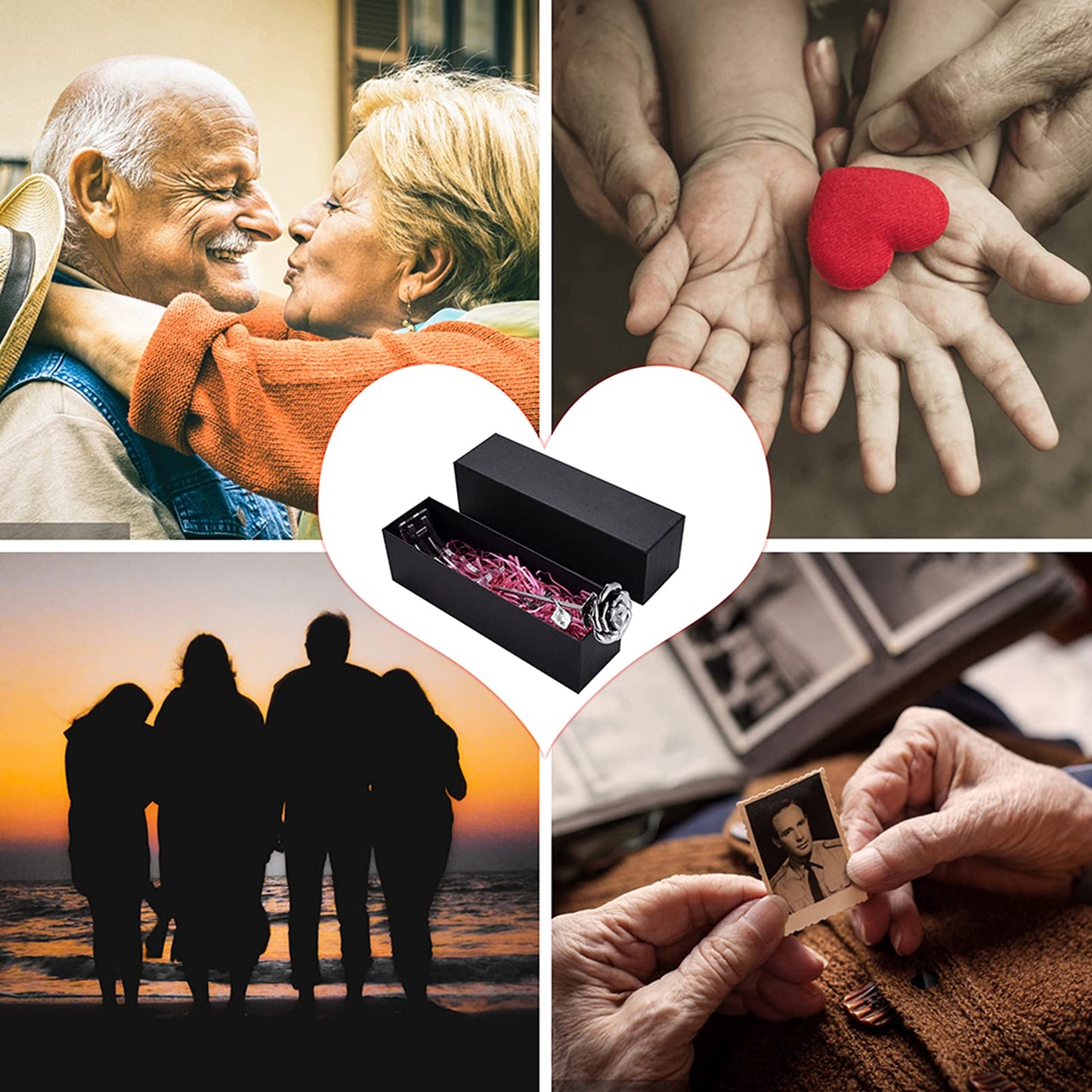 Rose Flower Keepsake Urn for Ashes Sympathy Gift Small Stainless Steel Urn Mini Cremation Urn Keepsake Rose for Sharing Human Ashes-Silver