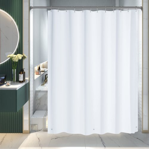 AmazerBath Shower Curtain Liner, 72x72 Plastic White Shower Curtain Liner, Cute Waterproof PEVA Shower Curtains, Lightweight Shower Curtains for Bathroom with Magnets and 12 Grommet Holes