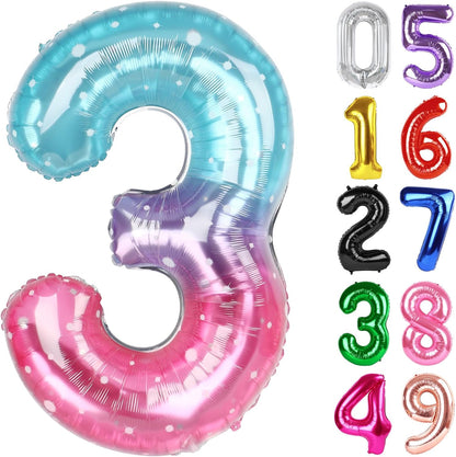 Starry Sky 40-Inch Number 3 Balloon - Perfect for 3rd Birthday Celebrations | Ideal for Kids & Adults