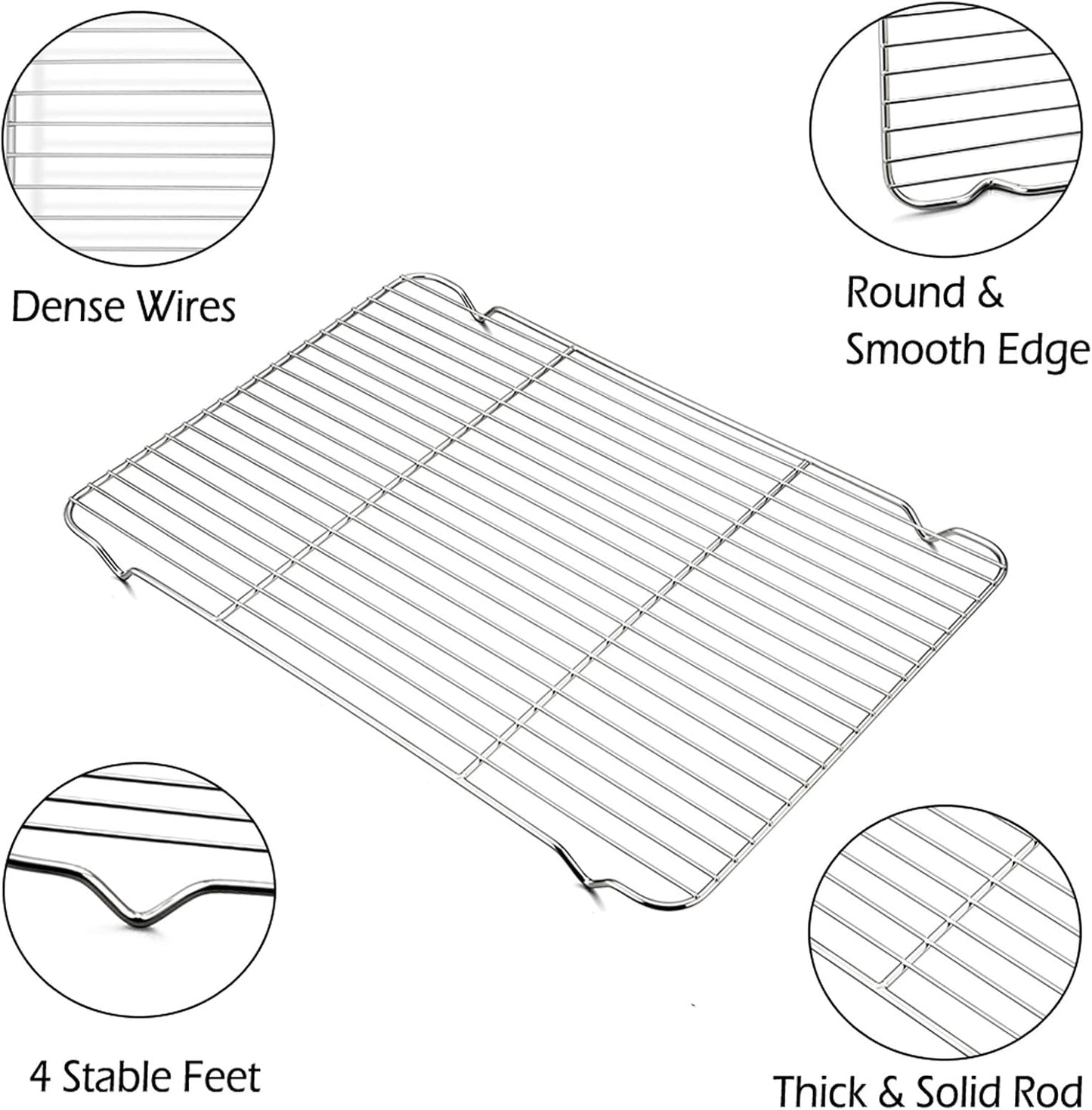 P&P CHEF Stainless Steel Cooling Baking Rack - Pack of 2, 16.6" x 11.5", Durable & Easy to Clean