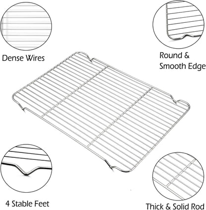 P&P CHEF Stainless Steel Cooling Baking Rack - Pack of 2, 16.6" x 11.5", Durable & Easy to Clean