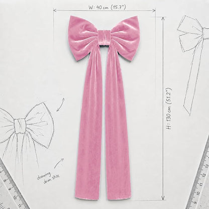 Pink Velvet Christmas Tree Topper Bow - 16x52in, Built-In Shaping, Large Decor Bow