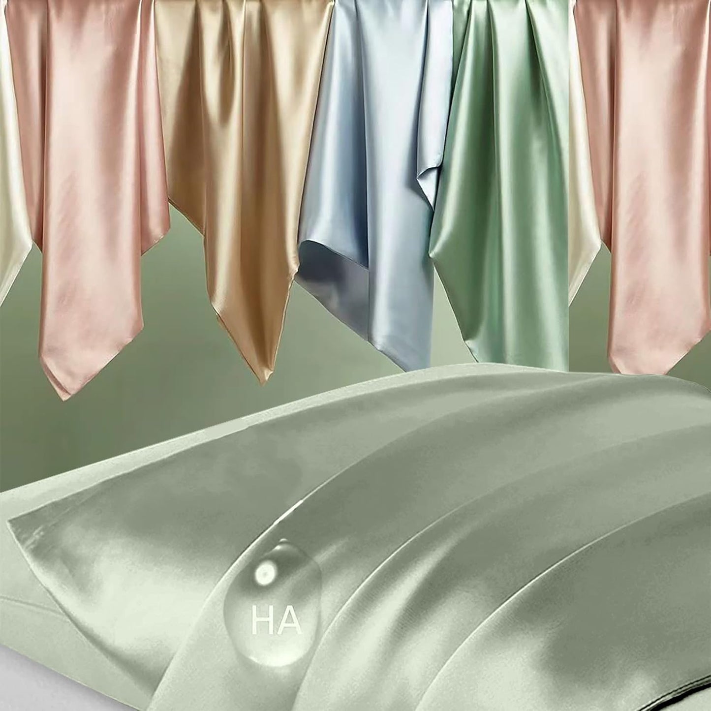 Mulberry Silk Pillowcases by Skiennix - Smooth Anti-Acne Beauty Sleep Set of 2 | Sage Green