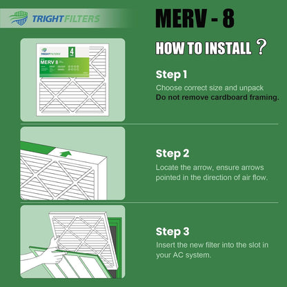 TRIGHTFILTERS 20x20x1 Air Filter - MERV 8 Pleated Dust Defense | 4 Pack Replacement for HVAC & AC Systems