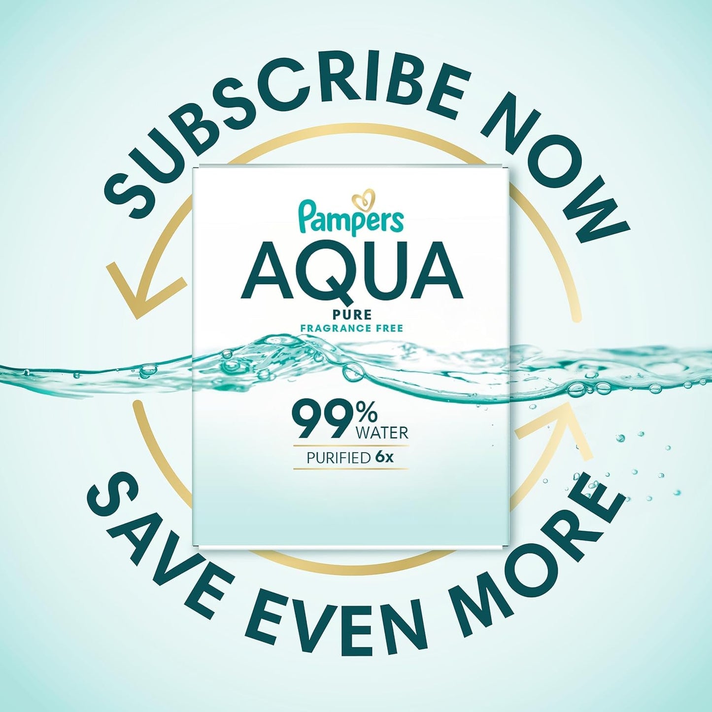 Pampers Aqua Pure Baby Wipes - 99% Water, Fragrance-Free, 672 Total Wipes (12 Flip-Top Packs)
