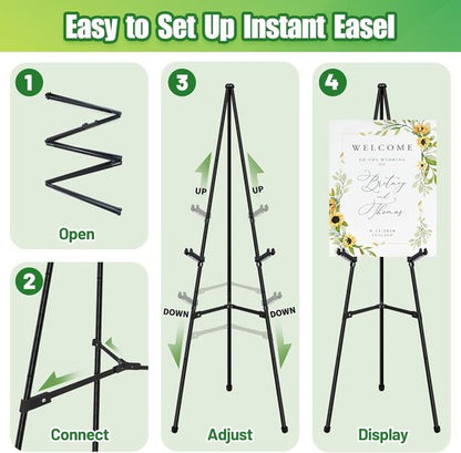 Display Easel Stand - 63" Adjustable Lightweight Poster Easel for Weddings & Paintings | Black