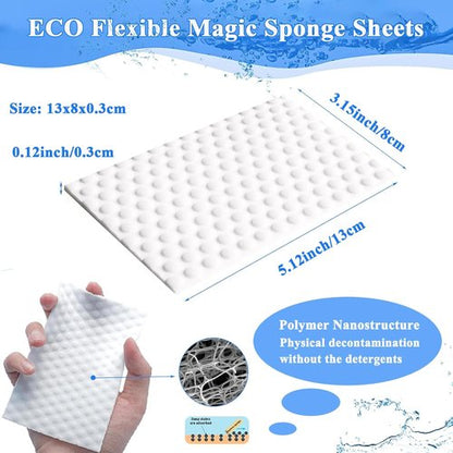 Magic Sponge | 52Pcs All-Purpose White Melamine Eraser Sheets for Easy Cleaning of Furniture & Shoes