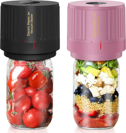 Skiennix Electric Mason Jar Vacuum Sealer Kit - Black & Pink for Fresh Food Storage