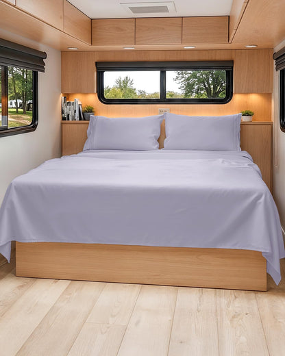RV Short Queen Sheet Set - Soft, Breathable & Cooling 4-Piece Bedding | Fits 8” to 12” Mattresses - Light Lavender