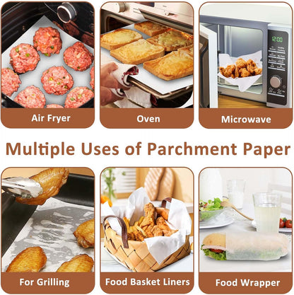 Neyimqr Deli Paper Sheets - 100PCS Unbleached White Wax Paper for Food Basket Liners | Grease Resistant Parchment Sheets 12x12
