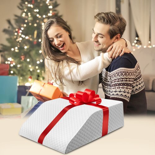 Forias 8" H Leg Elevation Pillows for After Surgery Swelling, Memory Foam Bed Wedge Pillow Leg Elevated for Back Sleeping Lower Back Sciatica Knee Hip Ankles Pain Relief, White