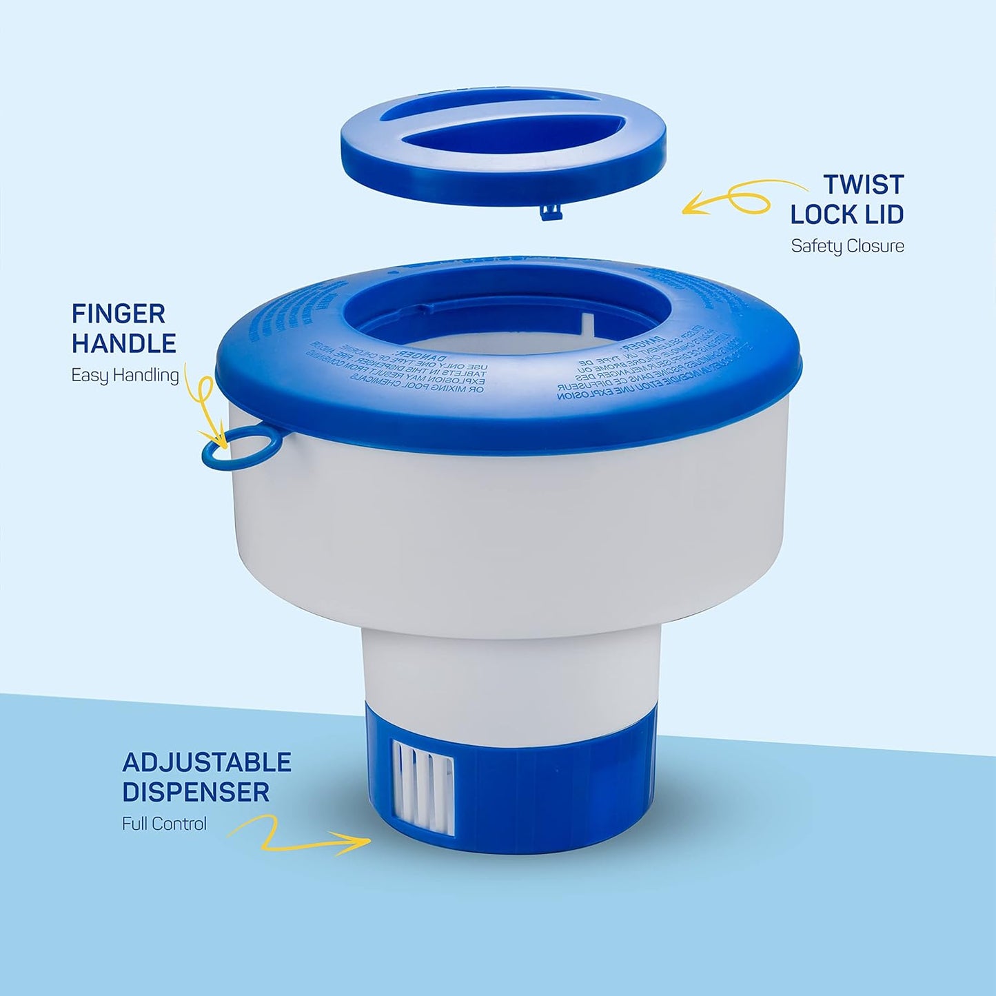 Skiennix Floating Chlorine Dispenser - Adjustable Pool Chlorine Floater for 3" Tablets | 7" Diameter, 3 Tablet Capacity