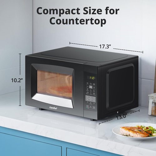 Comfee' Countertop Microwave Oven - 0.7 Cu.Ft, 700W, Sound On/Off & ECO Mode - Black Finish