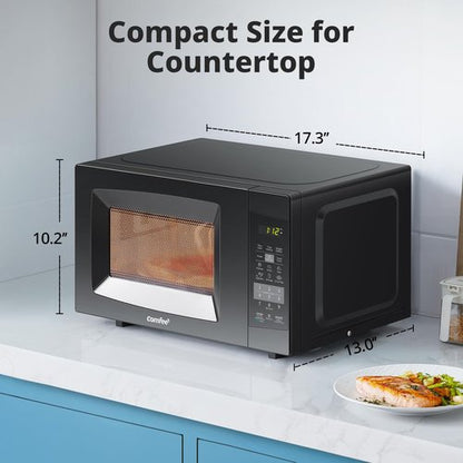 Comfee' Countertop Microwave Oven - 0.7 Cu.Ft, 700W, Sound On/Off & ECO Mode - Black Finish