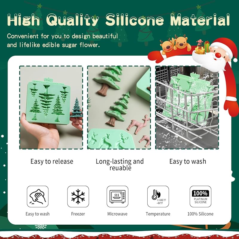 5 Cavity Christmas Tree Silicone Fondant Mold - Tree Cake Decoration