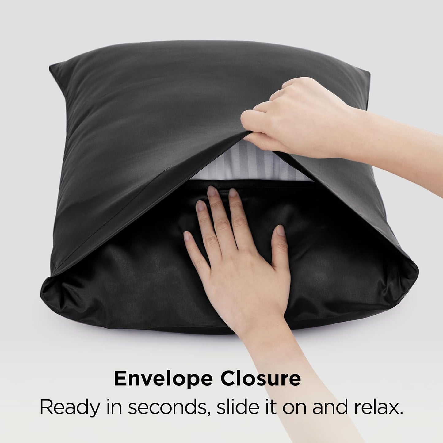 Bedsure King Size Satin Pillowcase Set - Black Silky Pillow Cases for Hair & Skin, 20x36 Inches, 2-Pack