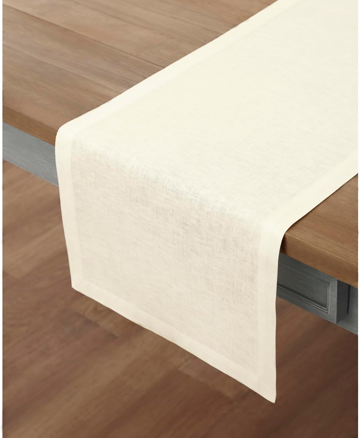 Solino Home Linen Table Runner - 100% Pure Ivory Linen, 14 x 90 Inches for Dining & Special Occasions