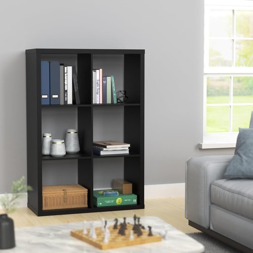 ClosetMaid 6-Cube Storage Shelf Organizer - Versatile Wood Bookshelf in Black Finish, Easy Assembly