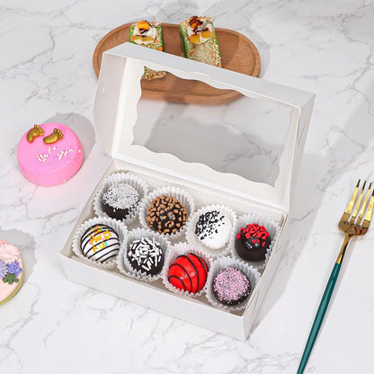 7x4.3x2 In White Bakery Boxes with Window, 100-Pack Cookies Macaron Cake Treat Boxes