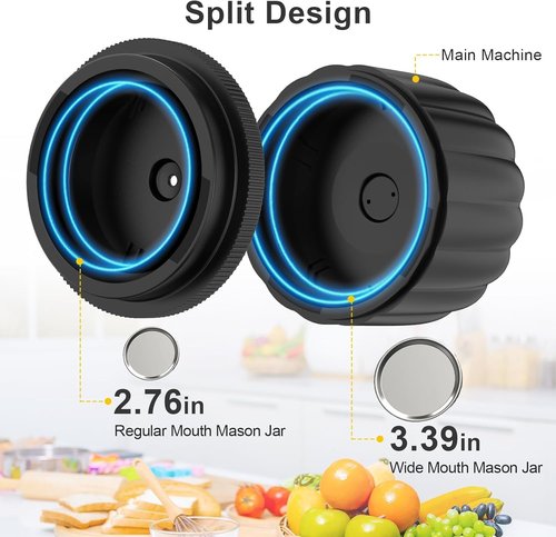 Electric Mason Jar Vacuum Sealer Kit - Portable Sealer for Canning Jars with Wide & Regular Mouth Lids