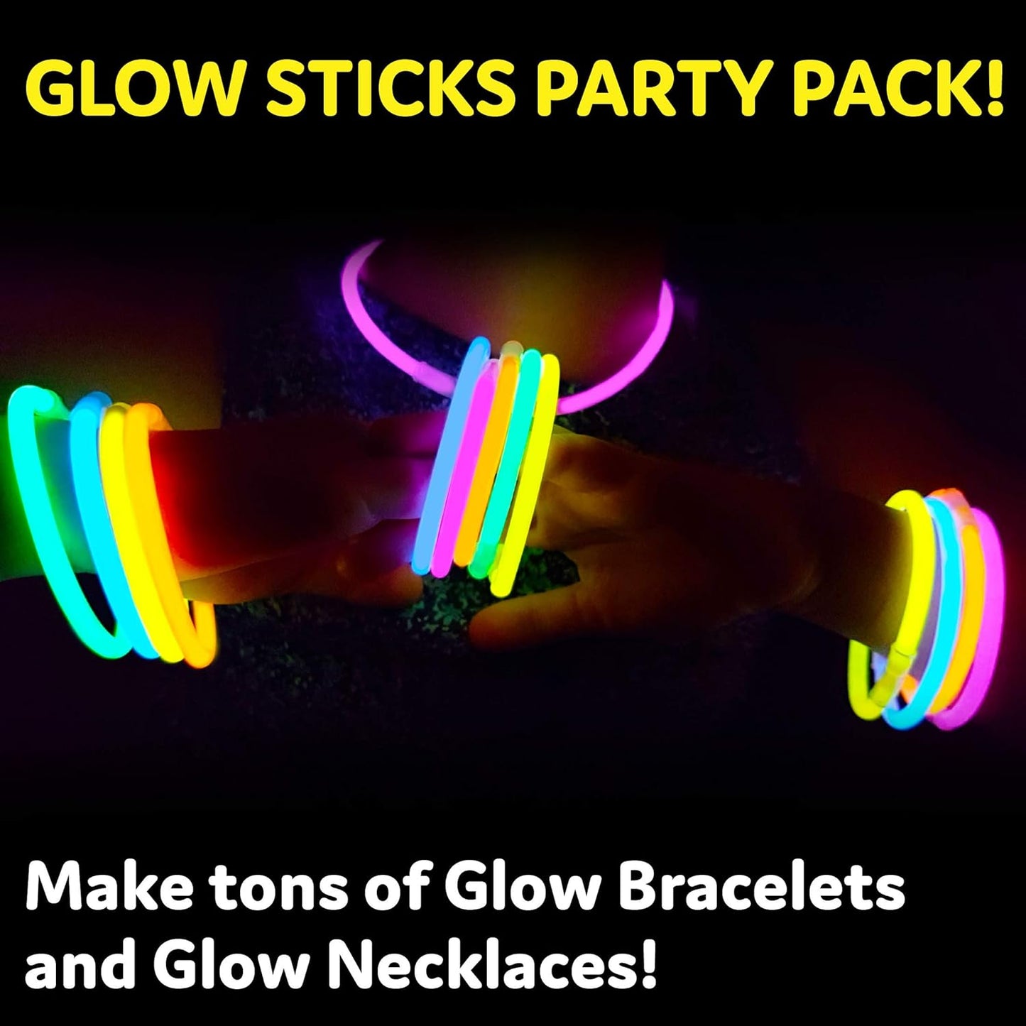 PartySticks Glow Sticks - 100 Pack 8-Inch Glow in the Dark Party Supplies | Neon Decorations & Favors