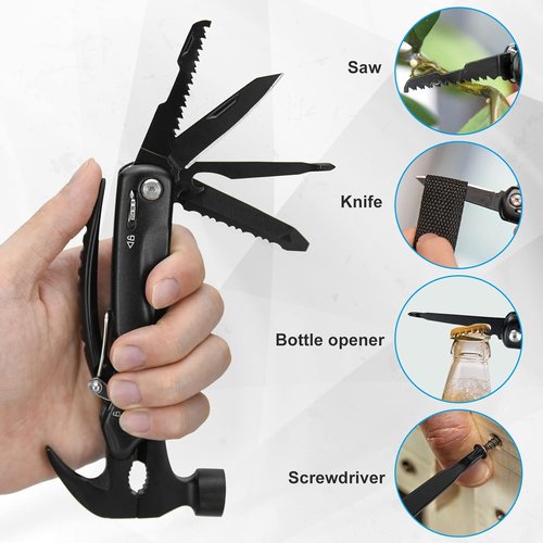 BIIB 12-in-1 Hammer Multitool - Ultimate Gift for Men | Perfect for Father's Day, Birthdays, Camping Essentials