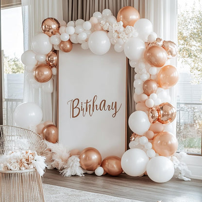 RUBFAC Premium White Balloons - 87pcs in Various Sizes (5-18 Inches) for Garland & Arch Decor