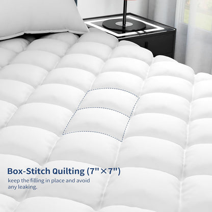 Sunflower Queen Mattress Pad - Hypoallergenic Cotton Cover with Extra Deep Pocket (18-22")
