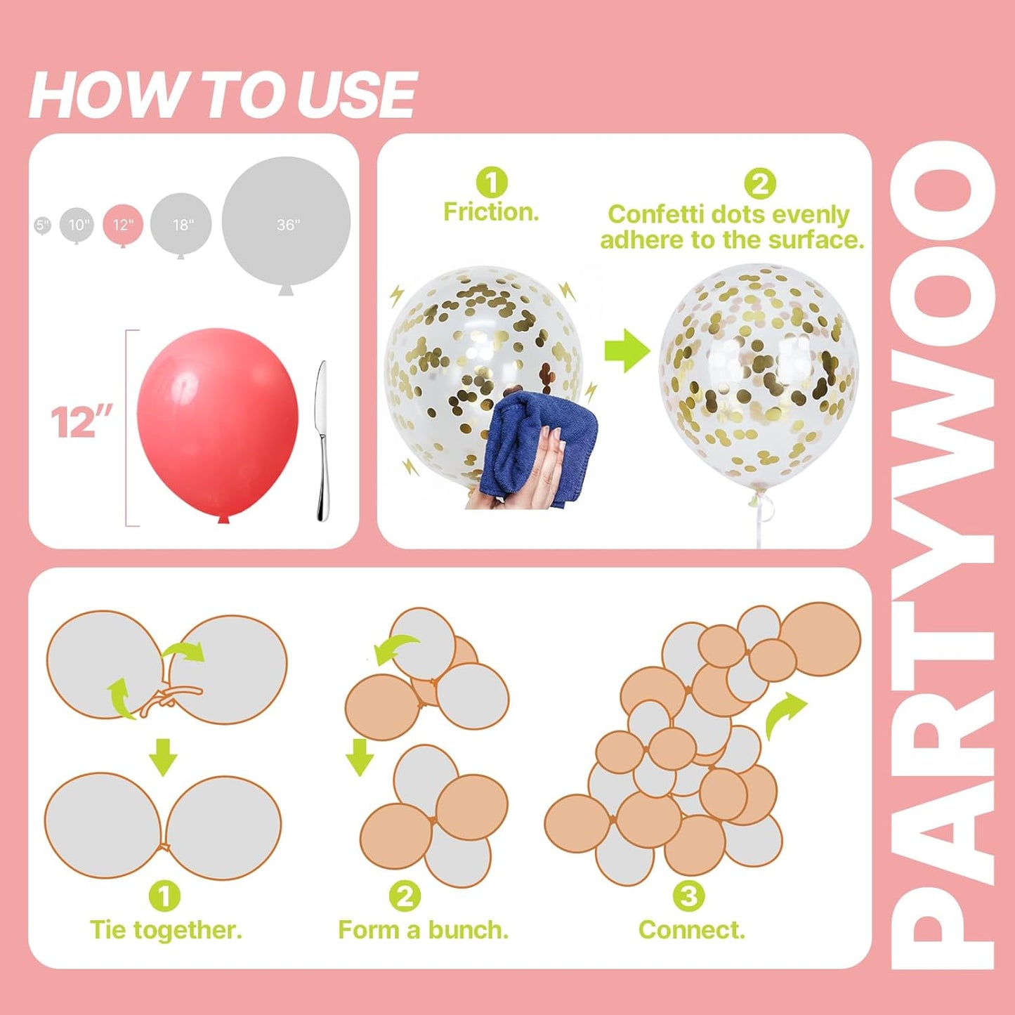 PartyWoo Pastel Balloons - 66pcs 12 Inch Latex Balloons for Baby Showers & Celebrations