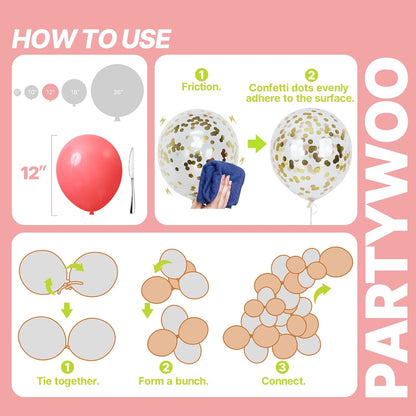 PartyWoo Pastel Balloons - 66pcs 12 Inch Latex Balloons for Baby Showers & Celebrations