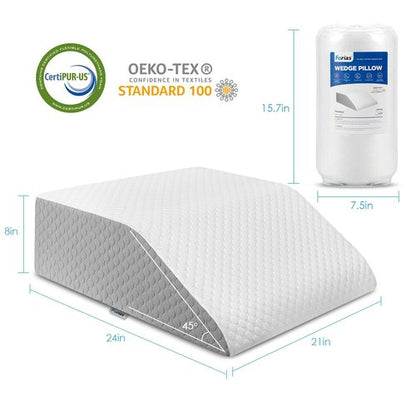 Forias 8" H Leg Elevation Pillows for After Surgery Swelling, Memory Foam Bed Wedge Pillow Leg Elevated for Back Sleeping Lower Back Sciatica Knee Hip Ankles Pain Relief, White