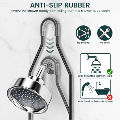 Adjustable Shower Caddy by Regine Switzerland - Rustproof Organizer with Hooks | Large Capacity, Black