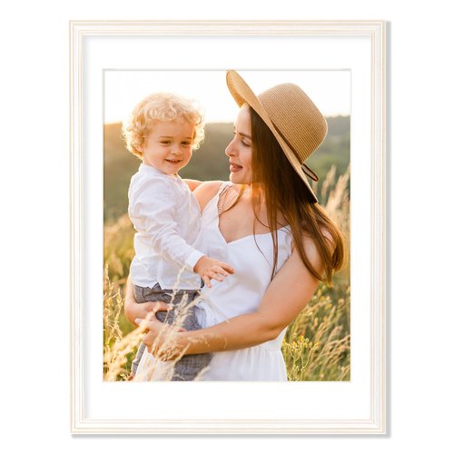 Axeman 18 x 24 Poster Frame, Natural Solid Wood 18x24 Frame for Wall Display, 24 x 18 Poster Frame with Tempered Glass, 18 x 24 Picture Frame with Mat for 16x20, 18x24 Wood Frame, White