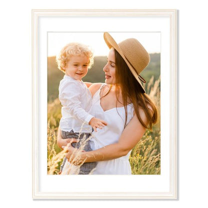 Axeman 18 x 24 Poster Frame, Natural Solid Wood 18x24 Frame for Wall Display, 24 x 18 Poster Frame with Tempered Glass, 18 x 24 Picture Frame with Mat for 16x20, 18x24 Wood Frame, White