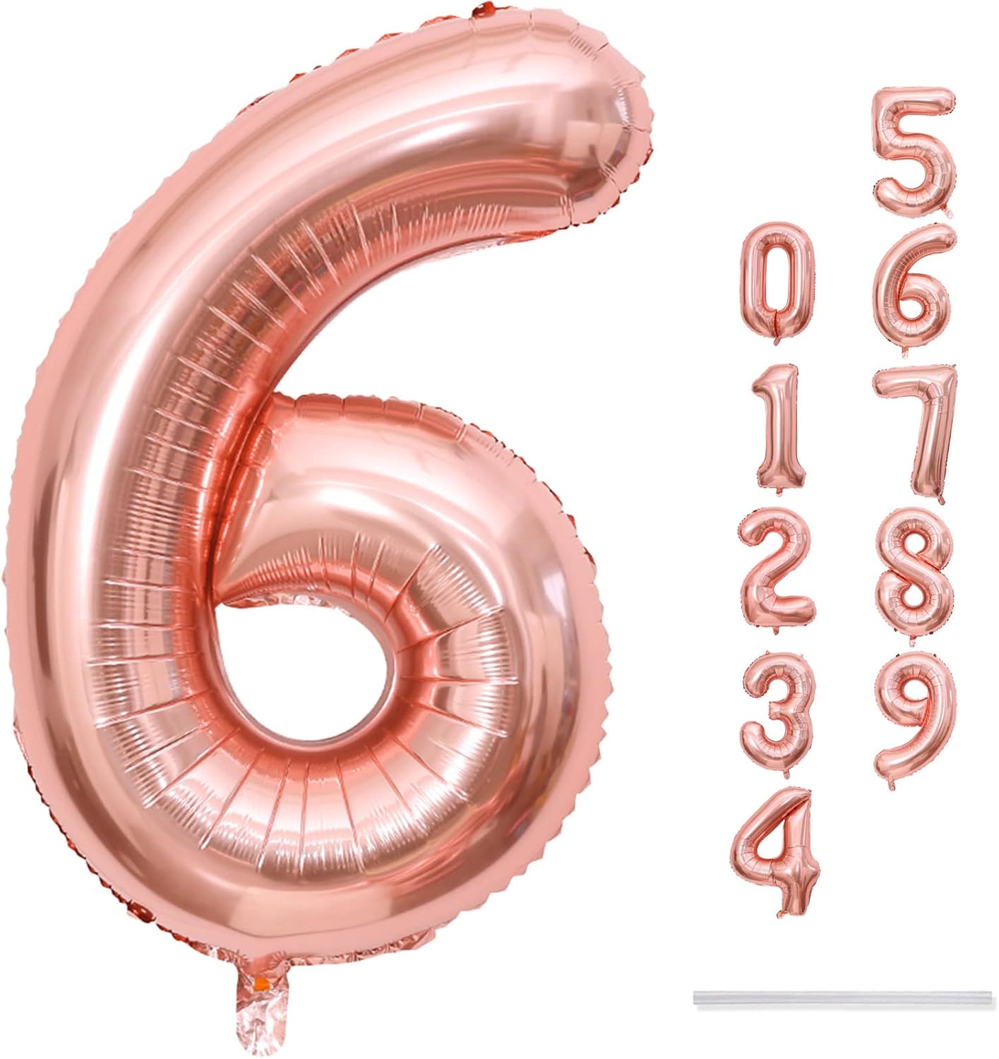 Rose Gold Foil Balloon Number 6 - 40'' Giant Self-Inflating Helium Balloon for Birthday & Graduation Celebrations