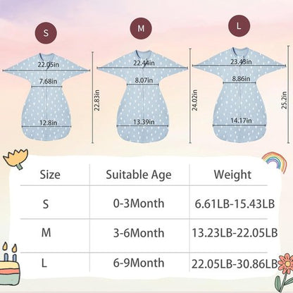 Insular Baby Transitional Swaddle - 2-Way Zipper Newborn Sleep Sack | Arms Up Infant Sleeping Bag, Raindrop, 0-3 Months